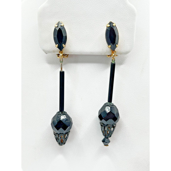 Rare VINTAGE ESTATE, Lewis Segal California Clip Dangle Earrings 2 1/2" - Picture 1 of 7